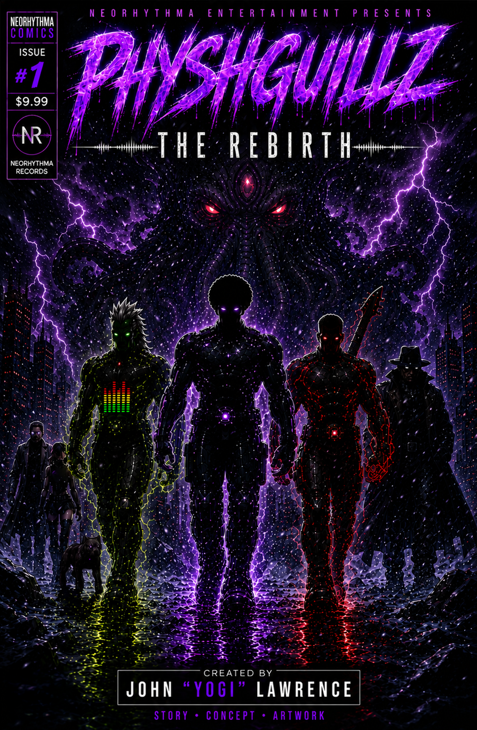 PHYSHGUILLZ Issue 1 The Rebirth PHYSHGUILLZ Issue 1 The Rebirth creator-owned sci-fi superhero comic book cover