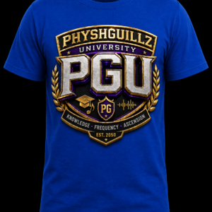 PHYSHGUILLZ UNIVERSITY (PGU) Crest T-Shirt – Blue Edition
