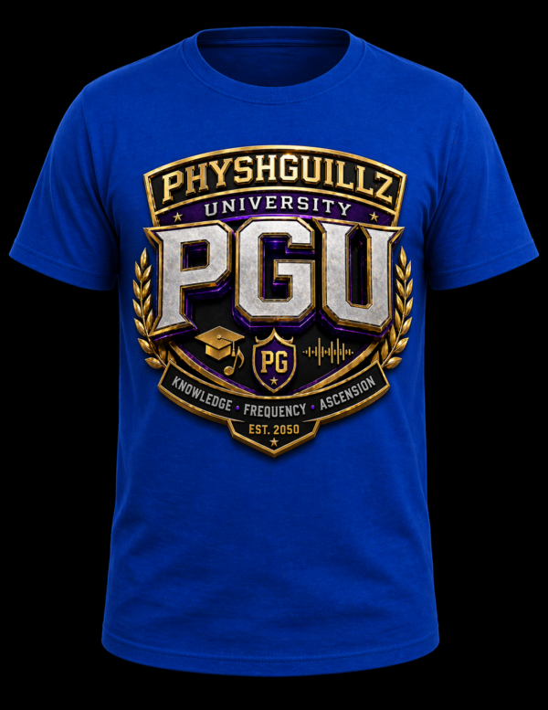 PHYSHGUILLZ UNIVERSITY (PGU) Crest T-Shirt – Blue Edition