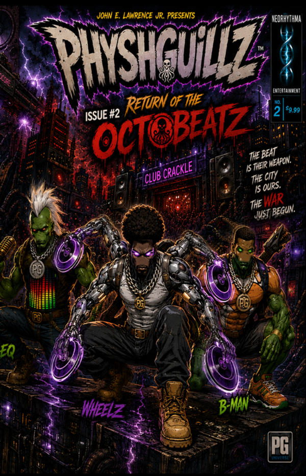 PHYSHGUILLZ Issue 2 Return of the Octobeatz indie sci-fi superhero comic book cover